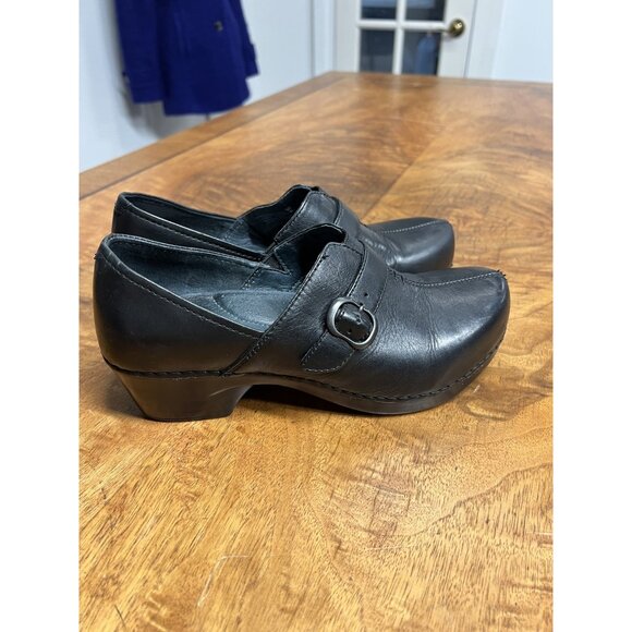 Dansko Tamara Women's Sz 38 US 7.5-8 Black Leather Clogs Loafers Nurses Shoes - Picture 2 of 12